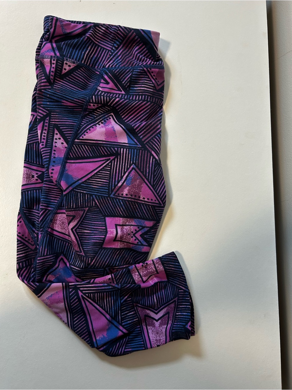 The North Face Cropped Pink & Navy Geometric Active Leggings